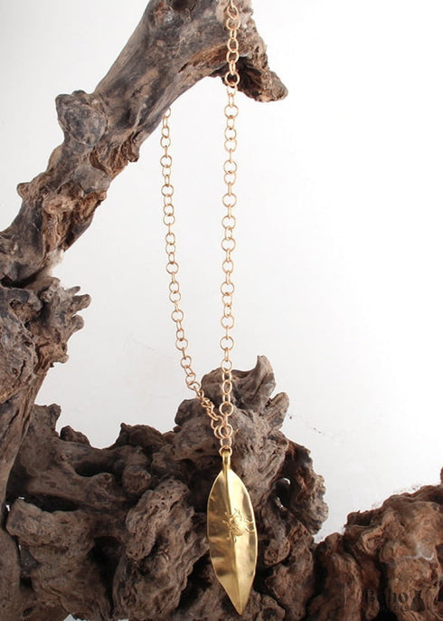 Boho Necklace, RH Copper Gold Leaf